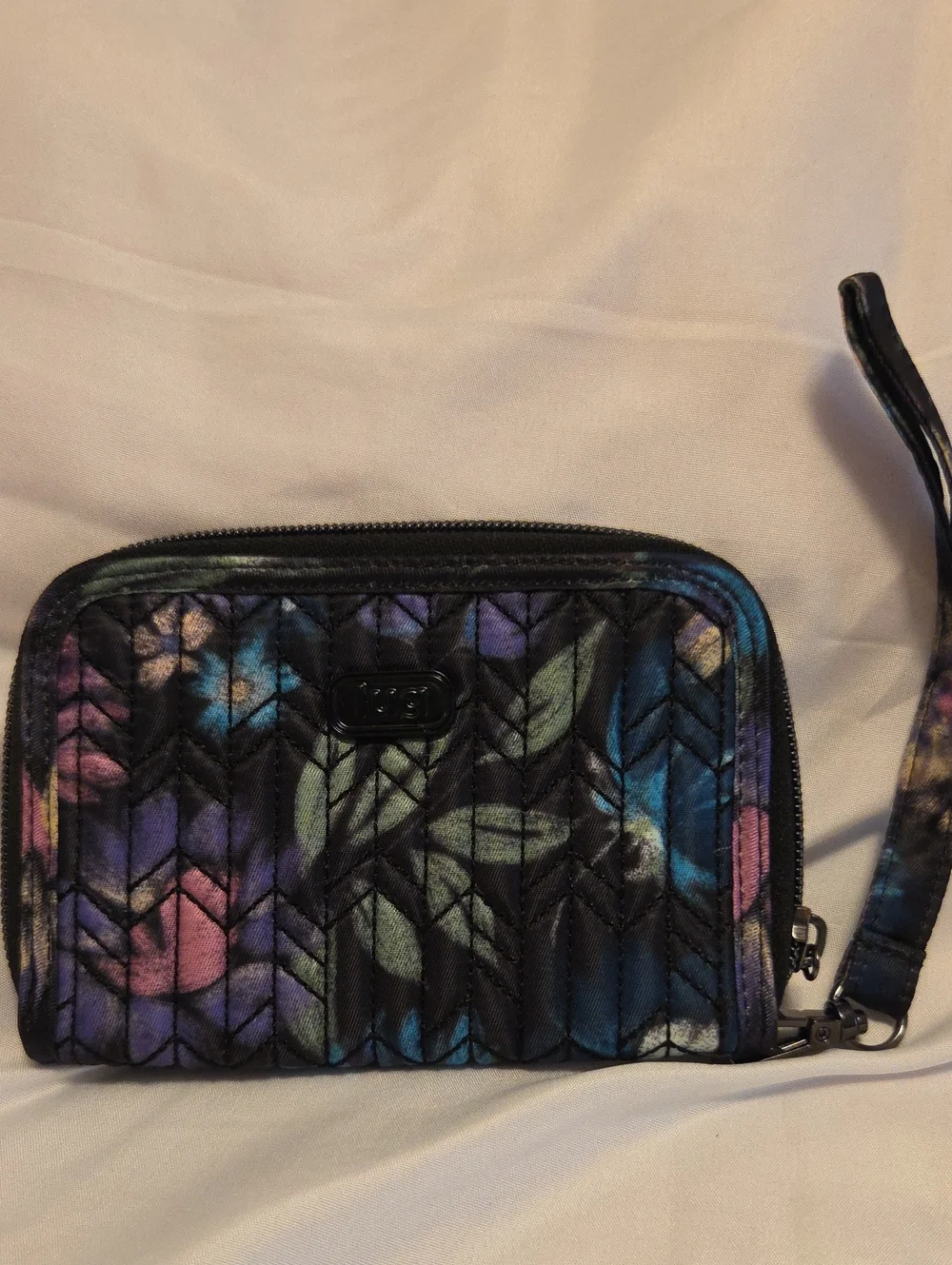 lug Rodeo Wallet/wristlet in Black with Multicolor Blooms